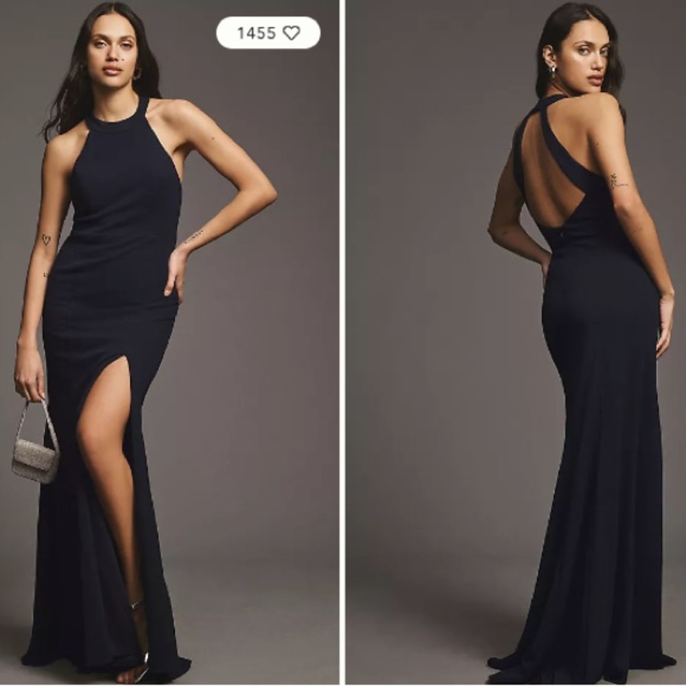 BHLDN high neck side slit gown size 4. Never worn tags on.